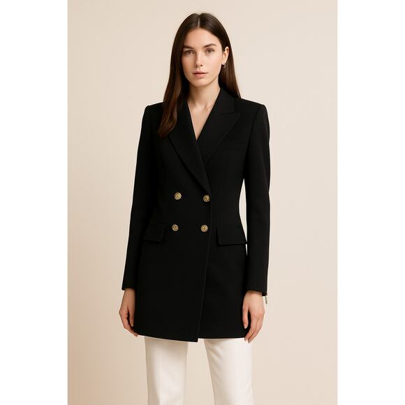Zara Woman Black Military Blazer Dress | Double Breasted Gold Button | Size S - Picture 1 of 11